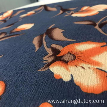 Flower Design Rayon Crepe Print Fabric